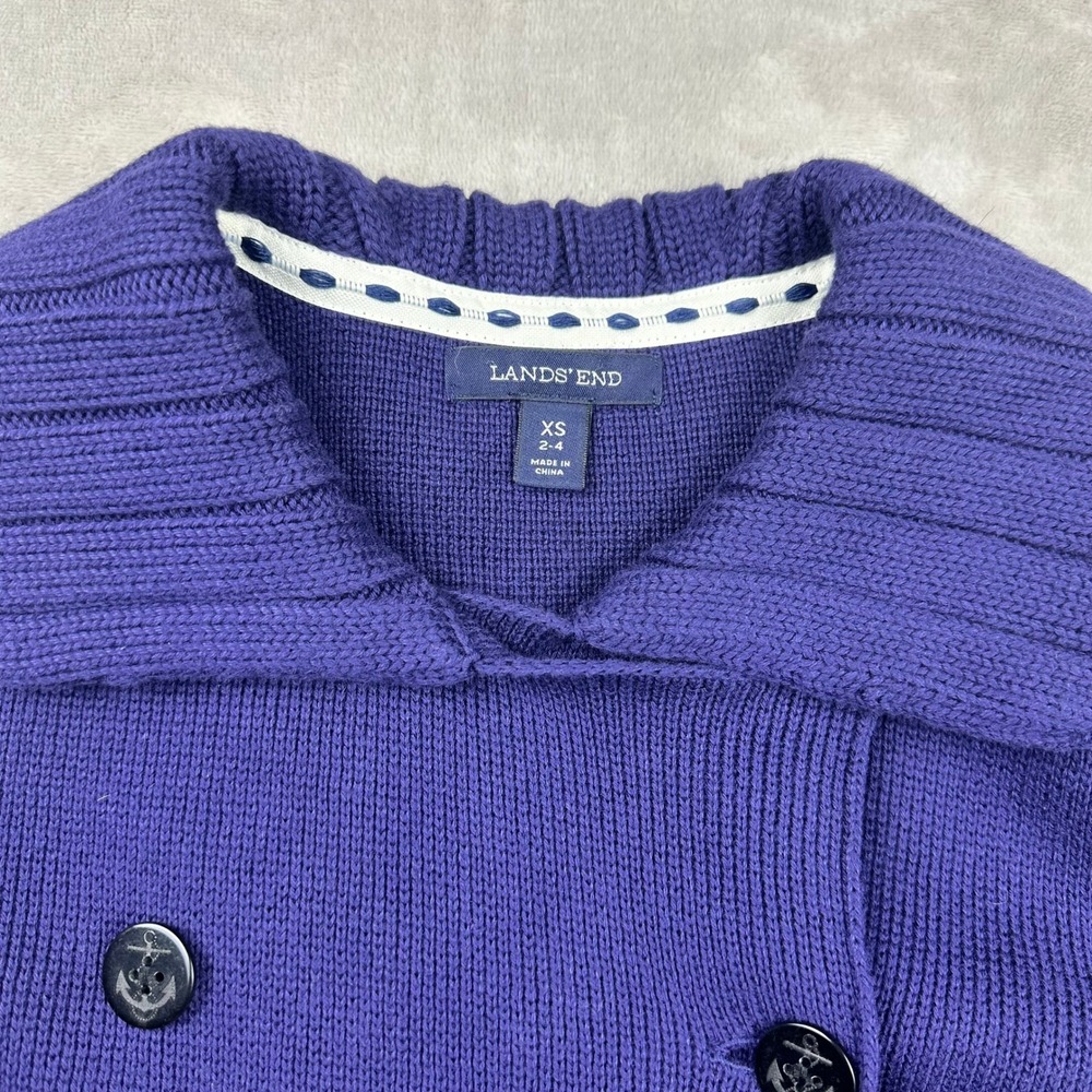 Lands End Blue Anchor Button Double Breasted Knit Peacoat Cardigan XS - Picture 4 of 16